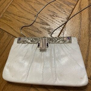 Judith Leiber - White Clutch with Silver Accents